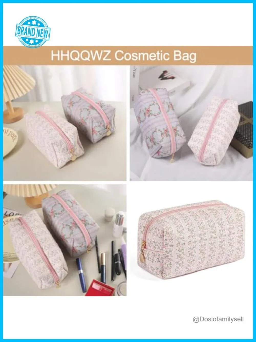 Travel Cosmetic Bag Zipper Makeup Pouch Floral Toiletry Organizer Large Capacity